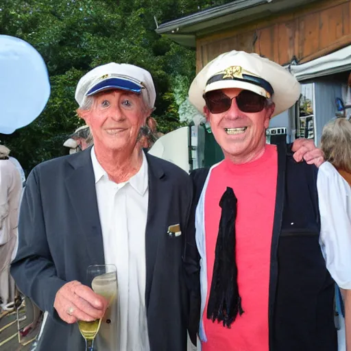 Prompt: gilligan and the skipper attend an art opening,