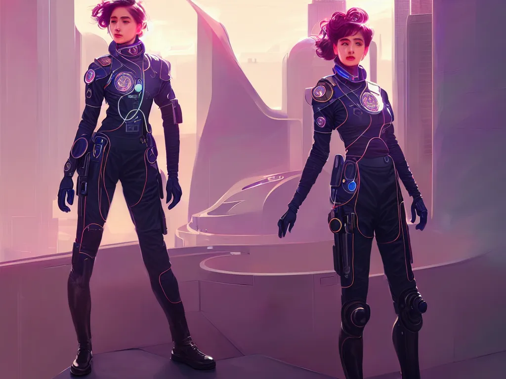 Image similar to portrait futuristic mercury police uniform female, at future neon light rooftop, ssci - fi and fantasy, intricate and very very beautiful and elegant, highly detailed, digital painting, artstation, concept art, smooth and sharp focus, illustration, art by tan zi and ayanamikodon and alphonse mucha and wlop