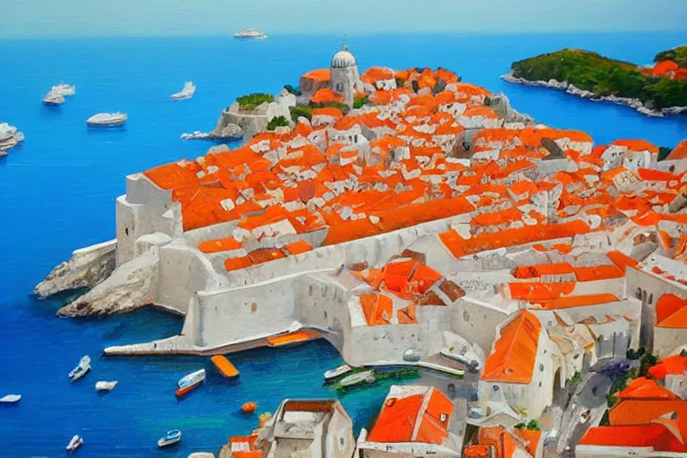 Image similar to dubrovnik,!!!! oil painting!!!!, oil in canvas, brushstrokes