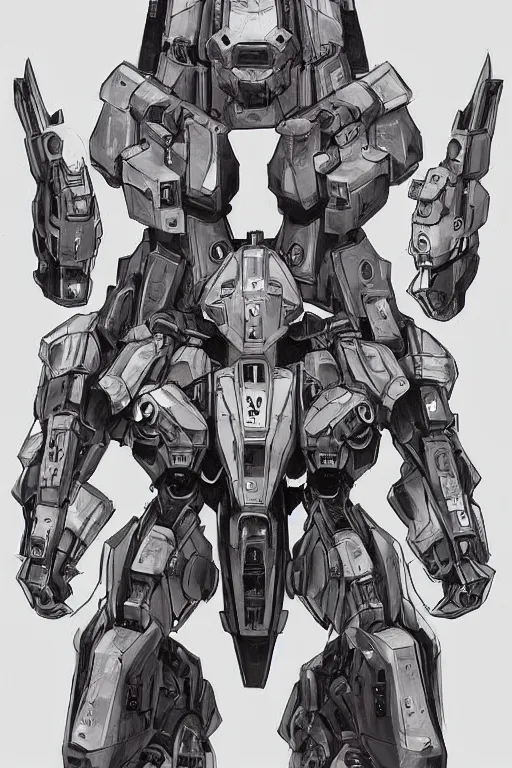 Image similar to very symmetrical!! full body illustrations of mecha, pen and ink, moderately detailed, concept art, armored core aesthetic, artstation, deviantart, pinterest