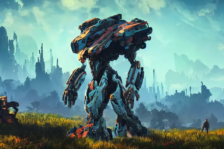 Image similar to stalker machine mecanical creature robot of horizon forbidden west horizon zero dawn bioluminiscence global illumination ray tracing hdr fanart arstation by ian pesty and alena aenami artworks in 4 k