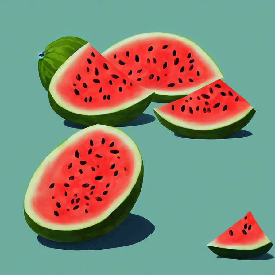 Prompt: Goro Fujita illustrating a watermelon full of flavor on a plain background, art by Goro Fujita, sharp focus, highly detailed, ArtStation