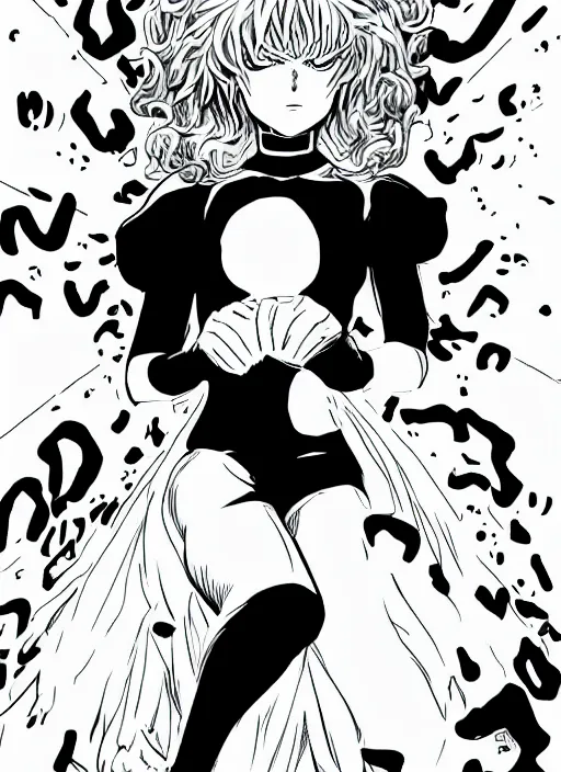 Image similar to A full portrait photo of tatsumaki one punch man, f/22, 35mm, 2700K, lighting, perfect faces, award winning photography.