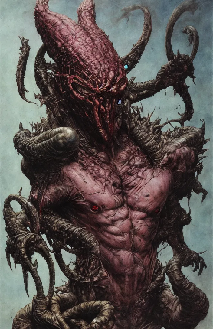 Image similar to the predator in the style of wayne barlowe, gustav moreau, goward, bussiere, roberto ferri, santiago caruso, luis ricardo falero, frazetta