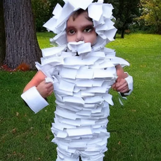 Image similar to creative costume made with toilet paper