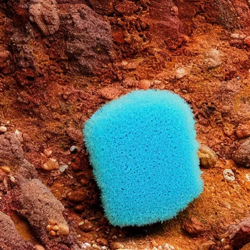 Prompt: a blue plant that looks like a sponge, nature photography, national geographic, high quality, detailed, trending, award - winning