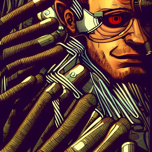 Prompt: portrait of tyler durden, biomechanical cyborg, cyberpunk, futuristic, elegant, artistic, jamie hewlett style