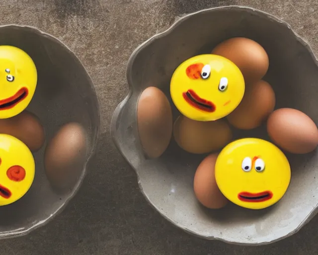 Image similar to eggs with happy faces on them. they are happy to be smoking. cracked