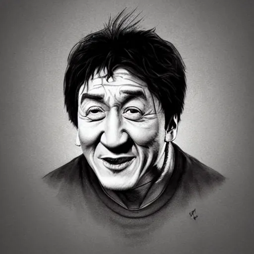 Prompt: surrealism grunge cartoon portrait sketch of Jackie Chan, by michael karcz, loony toons style, freddy krueger style, horror theme, detailed, elegant, intricate