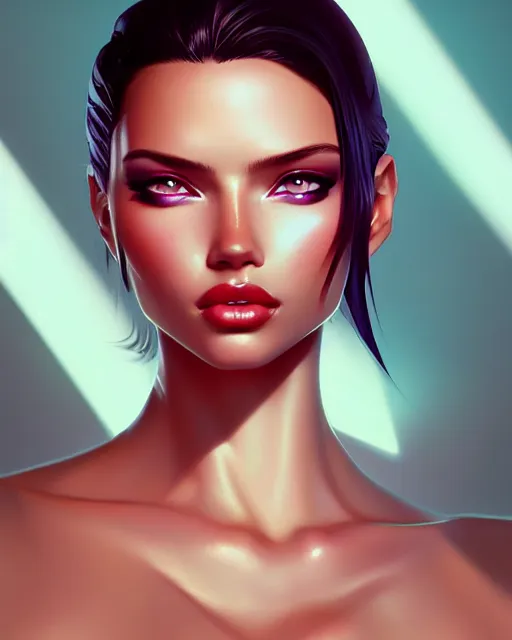 Image similar to portrait of a beautiful adriana lima, art by lois van baarle and ross tran and sam yang and ilya kuvshinov and guweiz, digital art, high detail, sharp focus, unreal engine 5, trending on artstation, deviantart, pinterest, victorias secret, 4 k uhd image