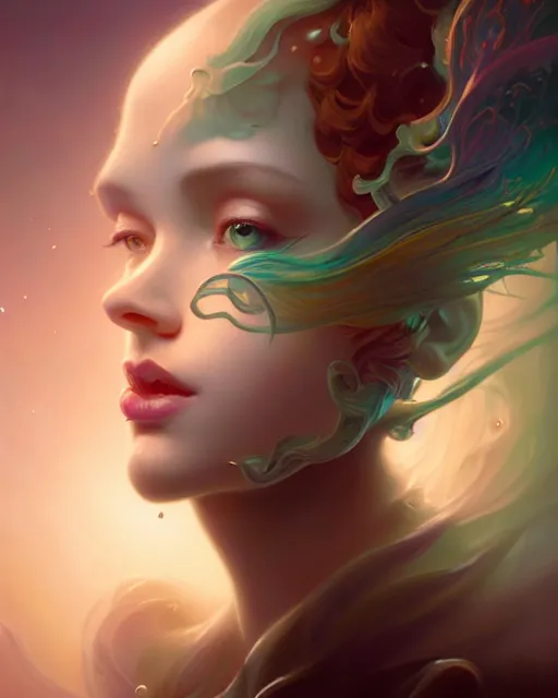 Prompt: devachan, symphony, beauty portrait, luminous, complex 3 d render by peter mohrbacher, ilya kuvshinov, victo ngai, ryohei hase, beautifully lit, bright, muted colors, intricate, highly detailed, sharp focus, fractal crystal, unreal engine, post processing, blender, artstation, masterpiece. fantasy art by thomas kinkade