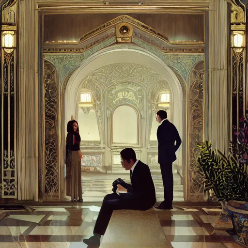 Prompt: a photograph of fbi agents visiting mar - a - lago, cinematic, volumetric lighting, f 8 aperture, cinematic eastman 5 3 8 4 film, photorealistic by greg rutkowski, by stanley artgerm, by alphonse mucha