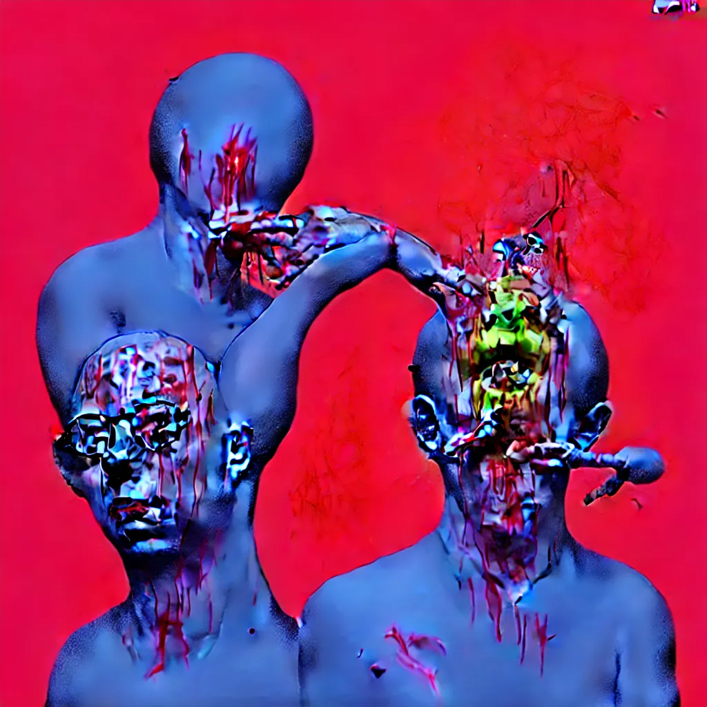 Image similar to weird and disturbing portrait of todd solondz puking blood, todd solondz, vivid colors, neon, art by ( ( ( kuvshinov ilya ) ) ) and wayne barlowe and francis bacon and artgerm and wlop and william - adolphe bouguereau