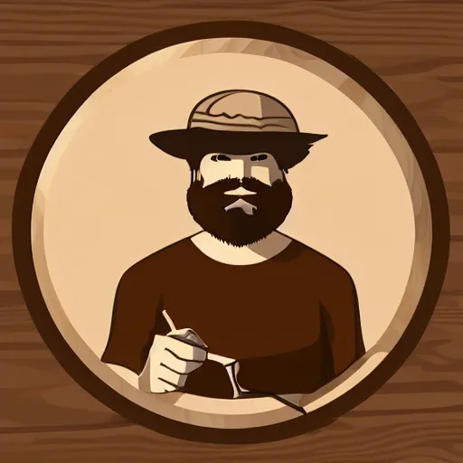 Prompt: bearded man makes bowl on lathe, woodworking, vector art