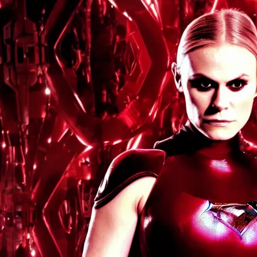 Image similar to anna paquin as a super villain, 4 k, cinematic, action scene