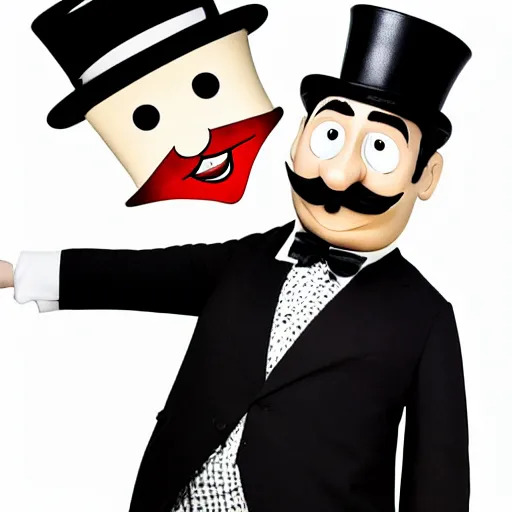 Image similar to british person! dream photo portrait of mr monopoly, professional photoshoot,