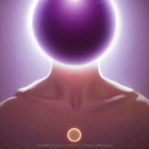 Image similar to centered rule of thirds 5 0 mm film still of a purple orb of radiance and light, 3 d render octane, portrait, sharp focus, art by greg rutkowski and artgerm