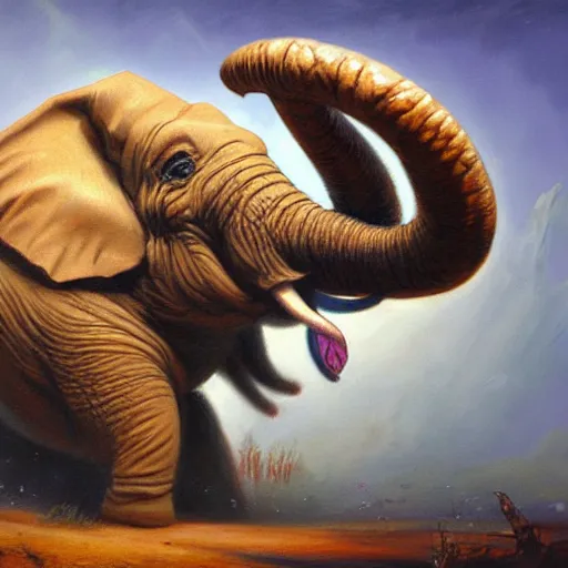 Prompt: elephant - crab creature, oil painting by justin gerard, deviantart