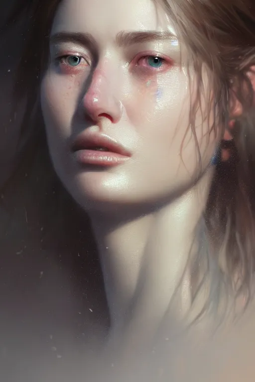 Image similar to ultra detailed close up facial portrait of lara worthington, extremely detailed digital painting, in the style of fenghua zhong and ruan jia and jeremy lipking and peter mohrbacher, mystical colors, rim light, beautiful lighting, 8 k, stunning scene, raytracing, octane, trending on artstation