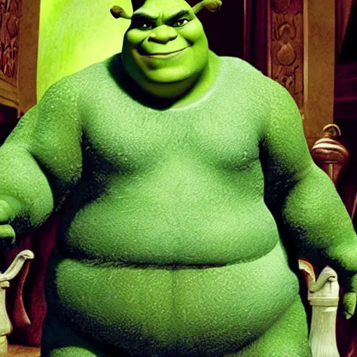 Prompt: Shrek as Neo from The Matrix, early screen test, cinematic, Kodak 2383 film