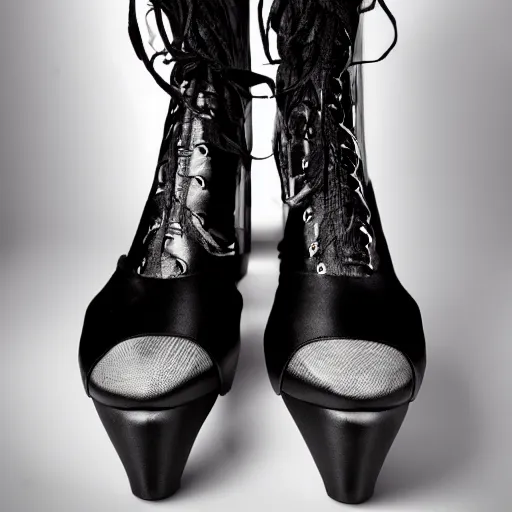 Prompt: a goth in Demonia shoes, studio light, 8k