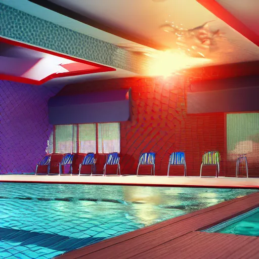 Image similar to carnage in a swimming pool, marvel, 3 d render, studio lighting,