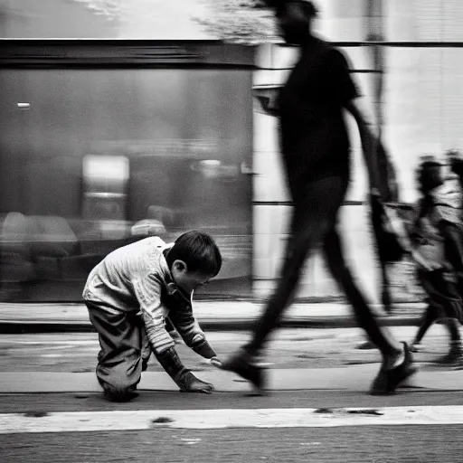 Image similar to capturing a decisive moment, street photography, black and white, 35mm, grainy