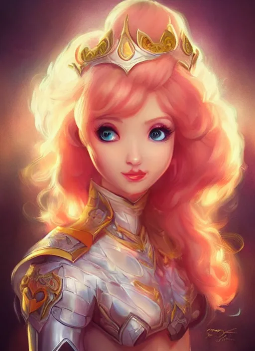 Image similar to beautiful portrait of a gorgeous knight who looks like Princess Peach , character design by Ross Tran, artgerm detailed, soft lighting