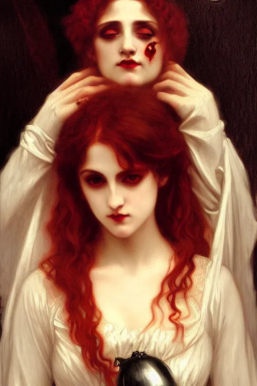 Image similar to victorian vampire, painting by rossetti bouguereau, detailed art, artstation