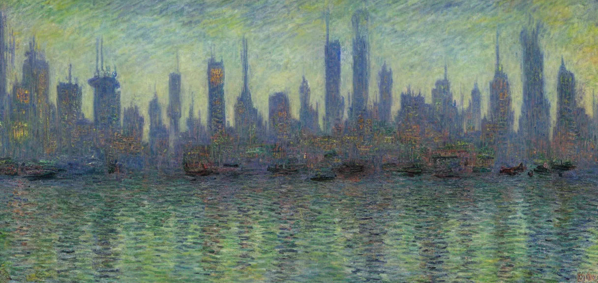 Image similar to a steampunk city in the style of claude monet, digital art.