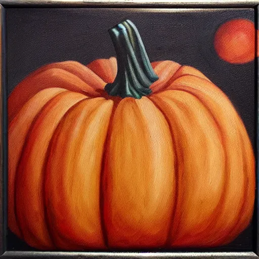 Image similar to pumpkin dream, oil on canvas, surrealism