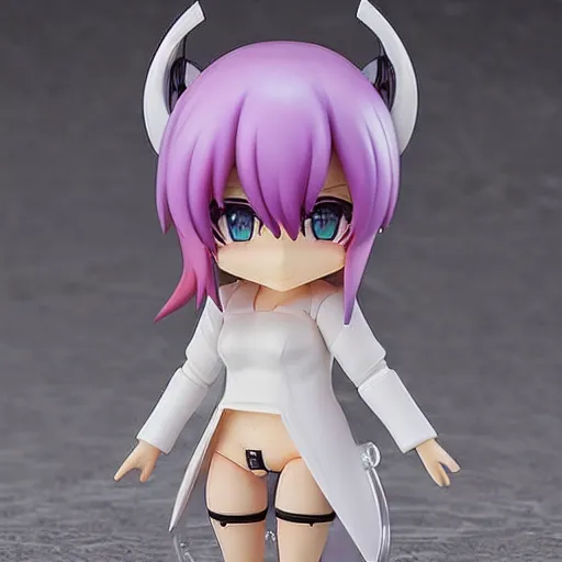 Image similar to neon white video game!!!!!!!!, neon violet!!!!!!!!!!!!!!, an ( ( ( ( anime ) ) ) ) nendoroid of neon violet, figurine, detailed product photo