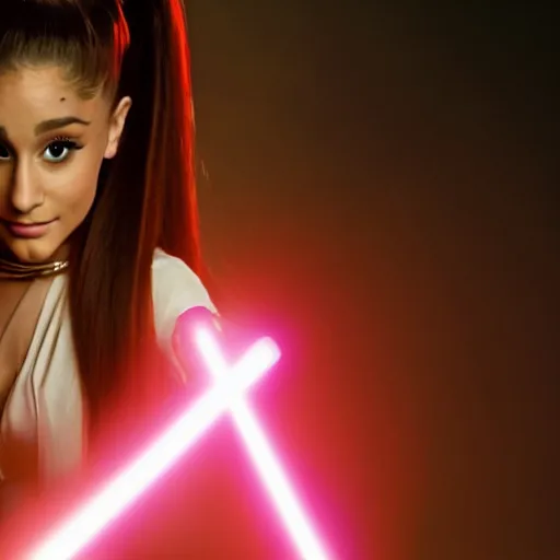 Image similar to Ariana Grande in star wars, light saber,. 8K resolution. award winning photography,