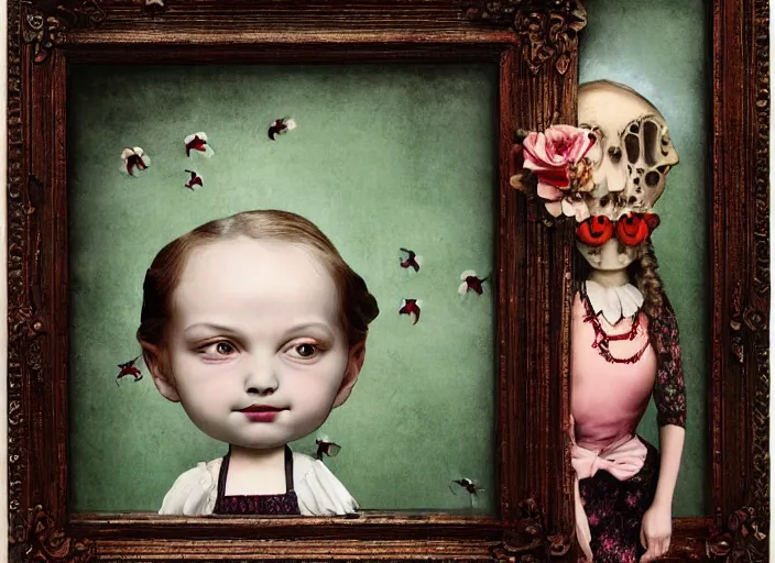 Image similar to simple folk art, lowbrow, matte painting, 3 - d highly detailed, in the style of mark ryden,