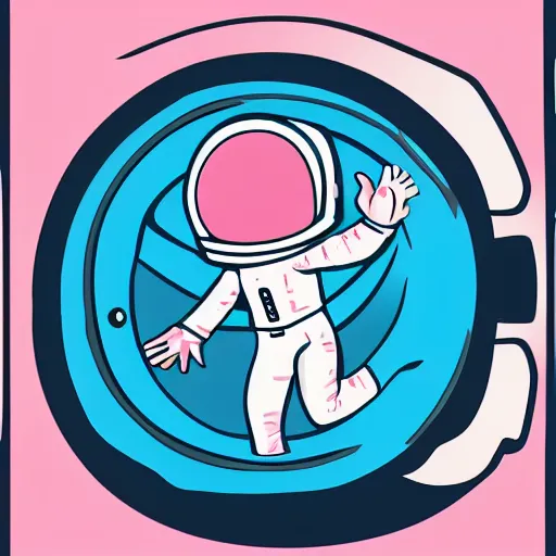 Image similar to Astronaut stuck in a giant washing machine that is washing pink clothes. 8k resolution. Art deco. Pop art.