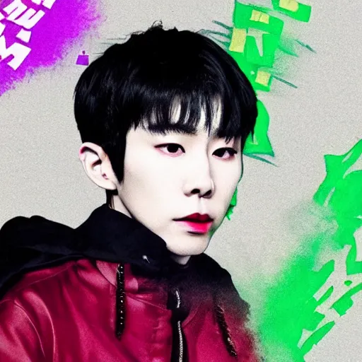 Prompt: nct's kim doyoung playing the role of an assassin with psychokinetic abilities in the art style of harumi hironaka, promotional stills, sharp finish, incredibly detailed