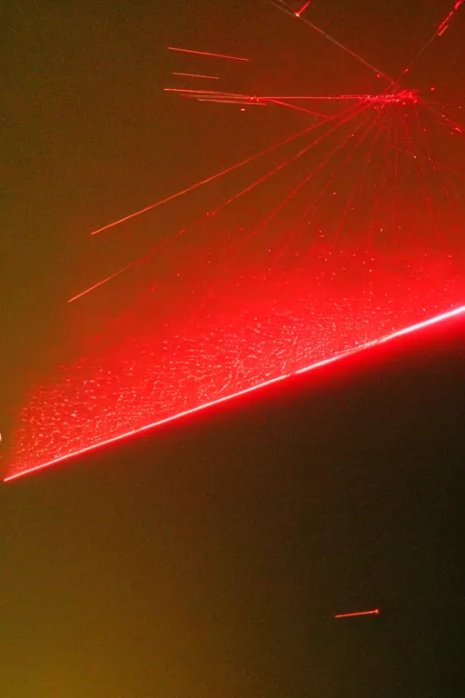 Prompt: a pyramid spacecraft firing red lasers over gibraltar