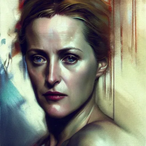 Prompt: gillian anderson, hyperrealistic portrait, bladerunner street, art of elysium by jeremy mann and alphonse mucha, fantasy art, photo realistic, dynamic lighting, artstation, poster, volumetric lighting, very detailed face, 4 k, award winning