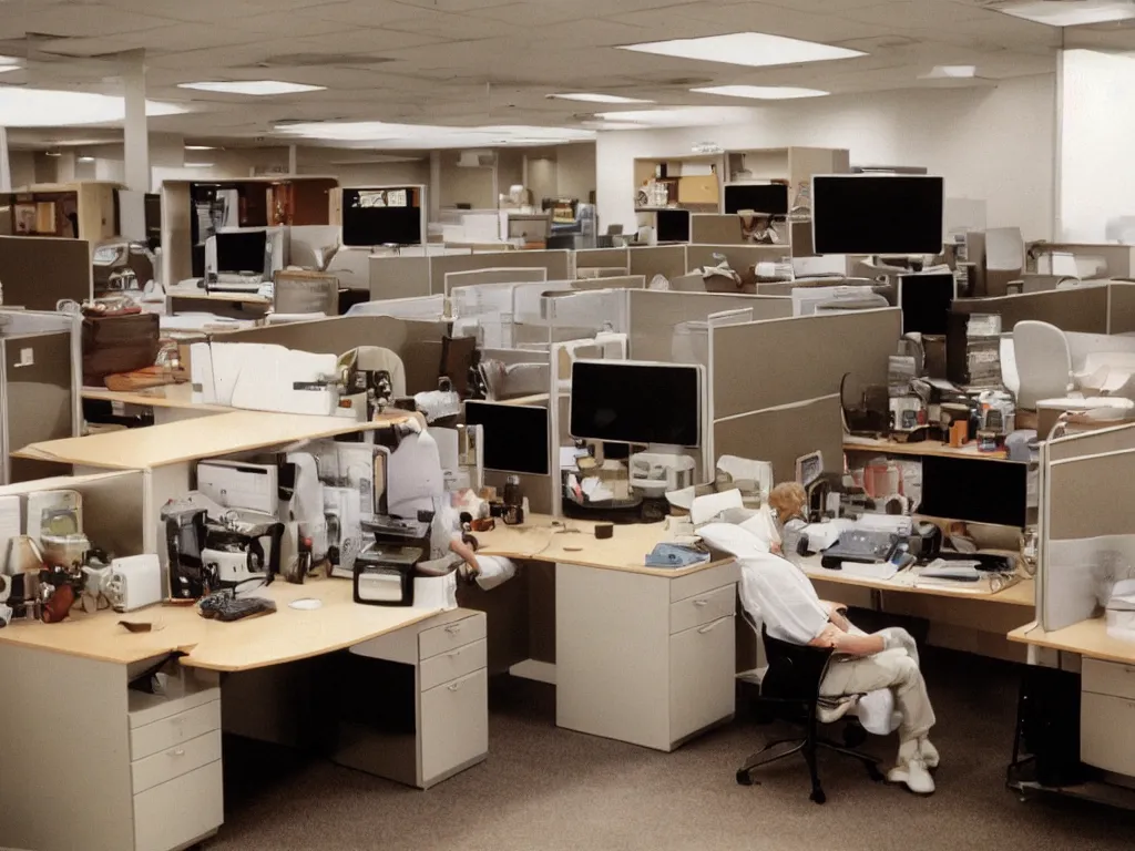 Image similar to coffee break in 90s cubicle office