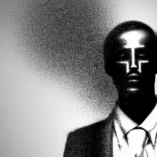 Prompt: Man in suit Transcending to godhood, high contrast, detailed, abstract