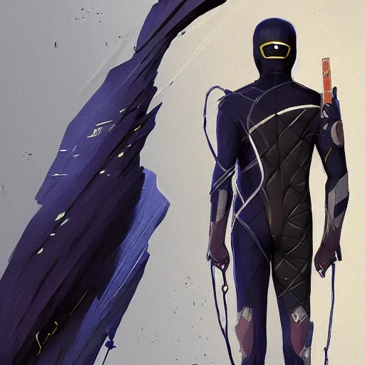 Prompt: a hero named rope man, his suit is black and blue and he has a bat like wing suit under it, mystic, concept art, artstation, greg rutkowski, reference sheet