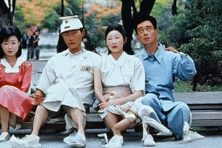 Image similar to korean film still from korean adaptation of Forrest Gump (1994)