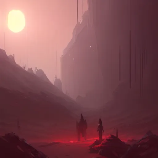 Image similar to eerie black sun rises over a wasteland, highly detailed, digital painting, artstation, concept art, sharp focus, illustration, by Andreas Rocha