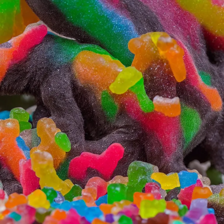 Image similar to close up national geographic photo of wild candy gummy bear wildlife photograph