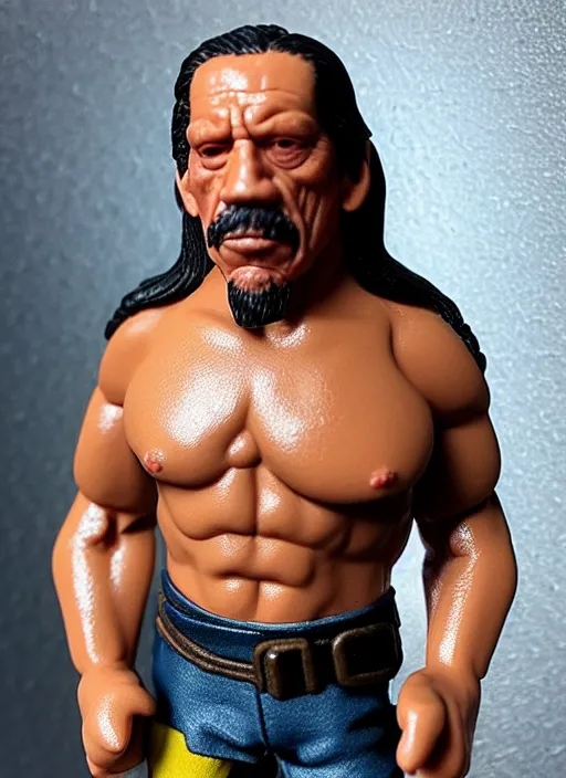 Image similar to danny trejo, an action figure of danny trejo figurine, realistic face, detailed product photo