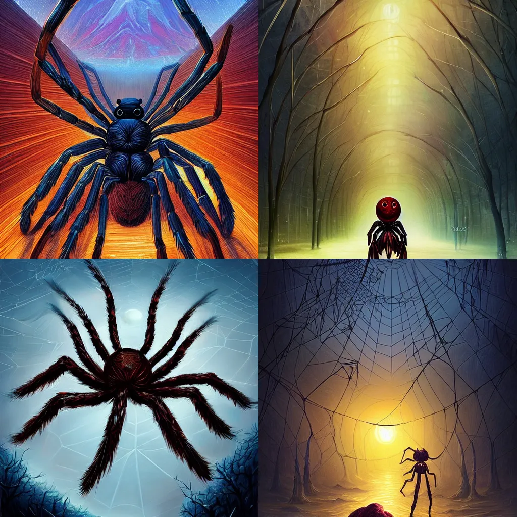 Prompt: A Beautiful digital artwork of the Giant Spider, in style by Dan Mumford, Cyril Rolando and Caspar David Friedrich, 8k resolution