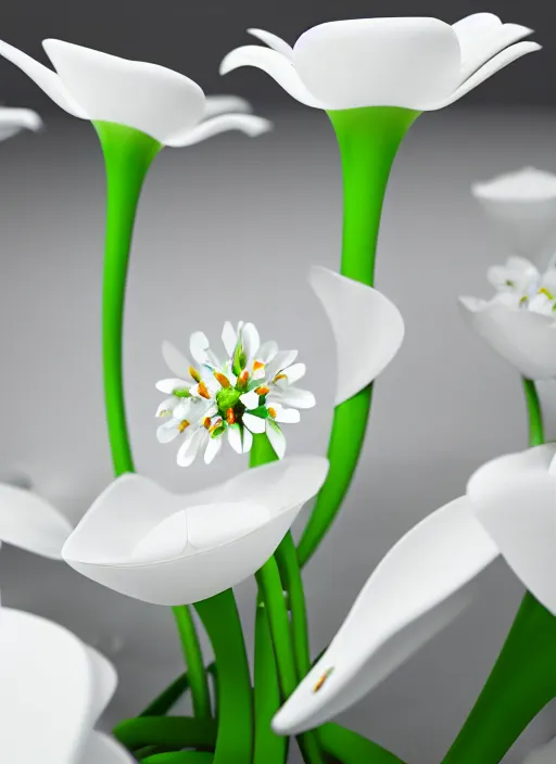 Image similar to bright white zen smooth flower garden by zaha hadid, up close shot, sharp focus, global illumination, radiant light, irakli nadar, octane highly render, 4 k, ultra hd,