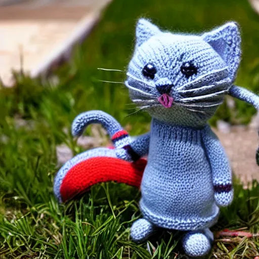 Image similar to a cute knitted cat