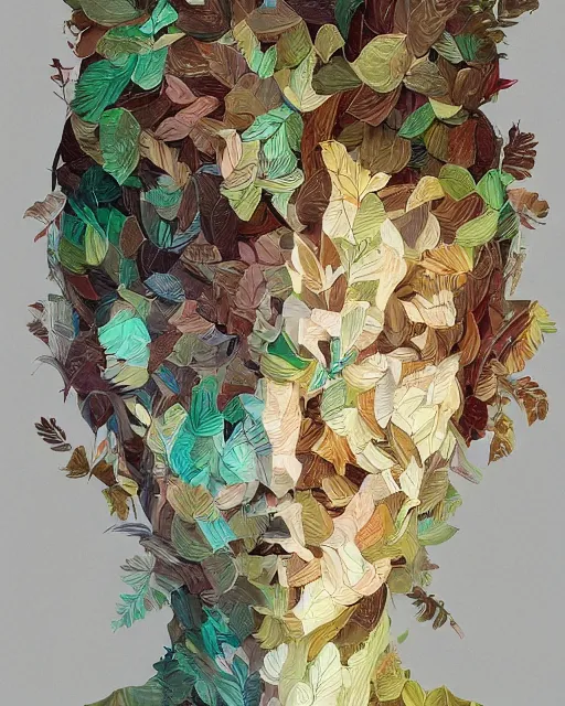 Image similar to portrait of a woman made of leaves. intricate abstract. intricate artwork. by tooth wu wlop beeple dan mumford. trending on artstation