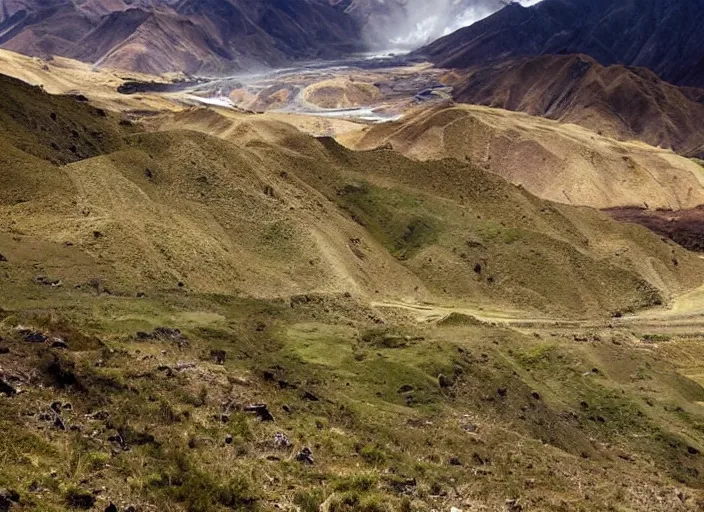 Prompt: beautiful Peruvian Andean landscape